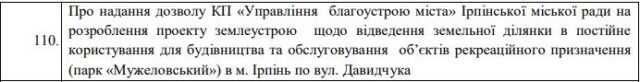 Заказник чи парк: захисників «Мужеловського» в Ірпені насторожили «об’єкти рекреаційного призначення»