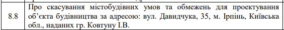 Передвиборче загравання з громадою: ірпінська влада хоче скасувати містобуди на скандальний будинок Ковтуна